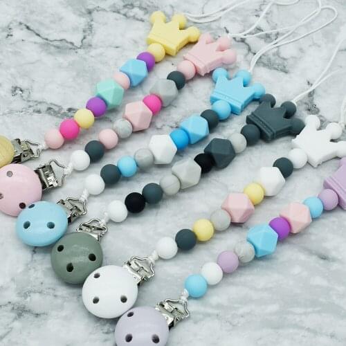 Baby Pacifier Clips Holder BPA Free Silicone Pacifier Chain Newborn Teether Holder Infant Teething Toys Toddler Shower Gifts