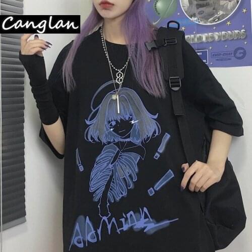 Gothic T-shirt Korean Style Graphic T Shirt for Women Ladies Summer Tshirt Harajuku Ulzzang Streetwear Goth Horror Clothes