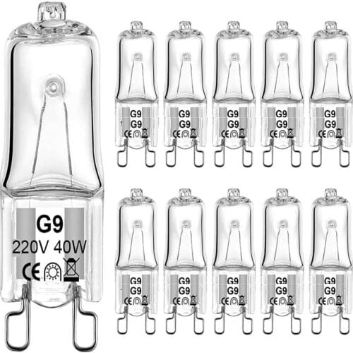 100pcs G9 220V 40W 3000-3500K Warm White Halogen Bulb Light Globe Lamp