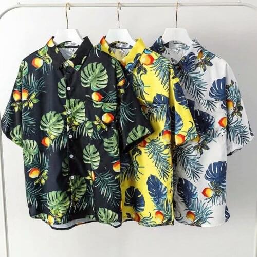 Summer Palm Tree Printed Hawaiian Beach Shirt for Men 2020 Short Sleeve 3XL Aloha Shirts Mens Holiday Vacation Clothing Chemise