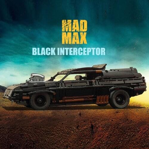 MOC Building Block Super Car Black Interceptor, Pursuit Special ,V8 Interceptor Technology Vehicle DIY Model Kid Toy Gift