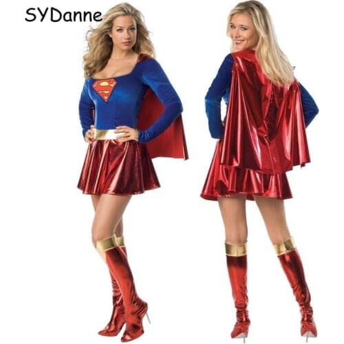 Adult Kids Superhero Cosplay Costumes Super Girls Dress Shoe Covers Suit Superwoman Dress Woman Super Hero Halloween Clothes