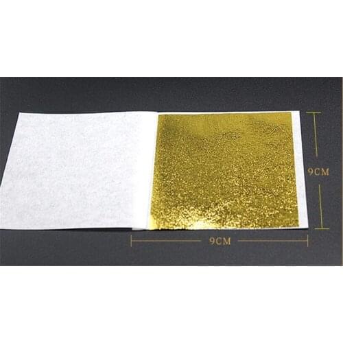 20sets/lot 9x9cm 100 Sheets Practical K Pure Shiny Gold Leaf for Gilding Funiture Lines Wall Crafts Handicrafts