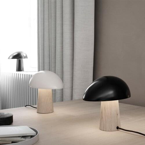 Minimalist Metal Mushroom Table Lamp LED Eye Protect Small Table Light for Desk Dormitory Student Reading Plug-in Bedside Lamps