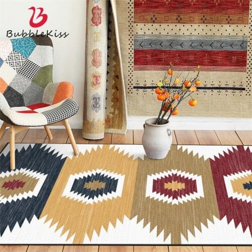 Bubble Kiss 2020 Kids Room Carpet Modern Carpet for Living Room Yellow Blue Geometric Pattern Carpet Polyester Bedroom Decor Rug