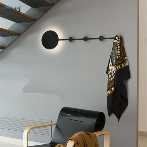 Nordic Designer Iron Wall Lamps Aisle Entrance Living Room Wall Lights Bedside Bedroom Clothes Coat Rack LED Decorative Fixtures
