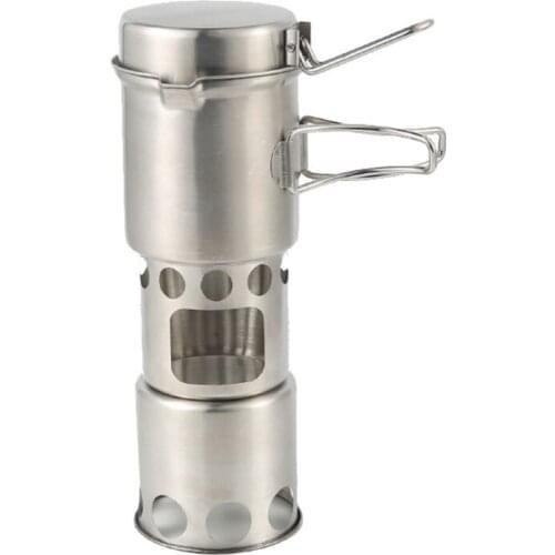 Portable Mini Camping Folding Windproof Pot Set / Stove Outdoor Barbecue Cookware Round Hotplate Furnace Wood Burner Cook K1MB