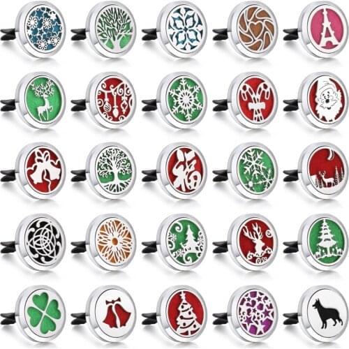 Christams Aromatherapy Jewelry Diffuser Pendant Tree Snowflake Santa Claus Essential Oil Diffuser Car Clip Aroma Diffuser Locket