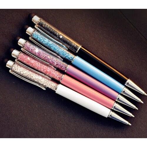 5 Pcs / Lot Crystal Pen Diamond Ballpoint Pens Stationery Ballpen Caneta Novelty Gift Zakka Office Material School Supplies