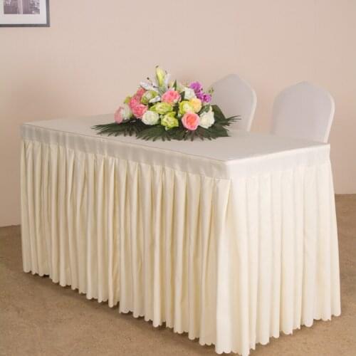 High quality polyester table skirt tablecover tableskirting for wedding reception home hotel party banquet