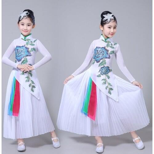 Chinese Traditional Dance Wear Childrens Classical Dance Costume Girls Drum Fan Yangko Dance Stage Performance Clothes