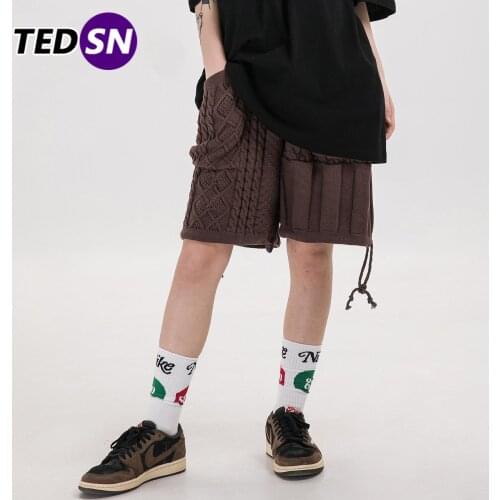 Corduroy Knitted Men Shorts Hip Hop Streewear Loose Casual Short 2021 Spring Cotton Harajuku Comfortable Sweatpants