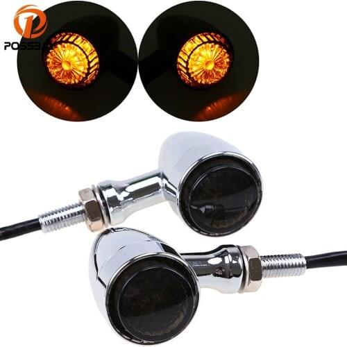 POSSBAY Vintage Motorcycle Turn Signals Light Scooter Indicator Light Lamps Universal For Honda Yamaha Suzuki Harley Kawasaki