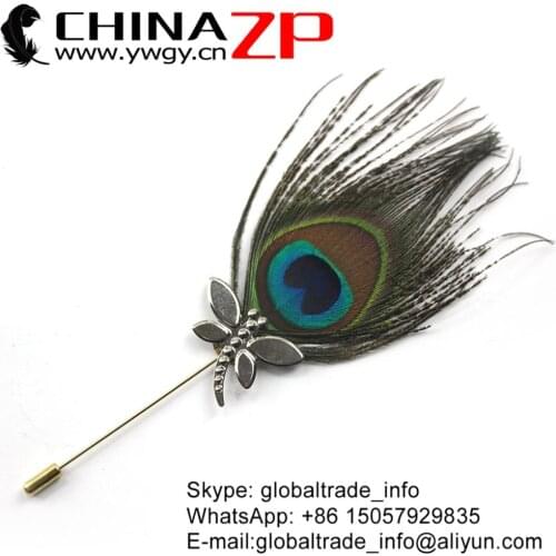 Yiwu ZP Co., Ltd Fantastic Party Decoration Handmade Peacock Feather Hair Pin Accessory Feather Brooch