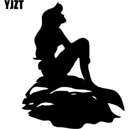 YJZT 10.7cm*13.2cm Fashion Mermaid Sea Ocean World Tail Girl FISH Cartoon Water Vinyl Car Sticker Decals Black Silver C11-0027