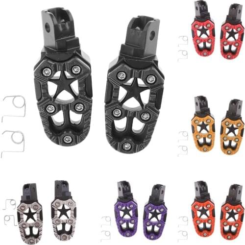 1 Pair Universal Front/Rear Footrest Footpeg Pedals for Motorcycle ATV Orange Silver