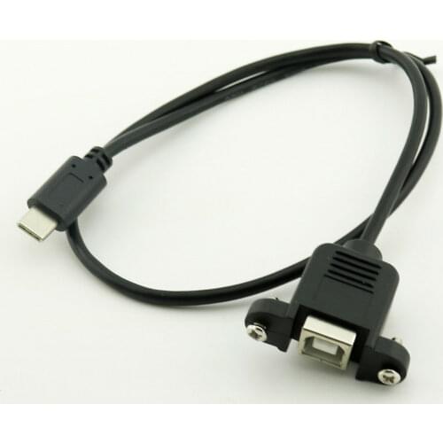 10pcs 50cm USB 2.0 B Female Socket Printer Panel Mount to USB Type-C 3.1 Male Cable