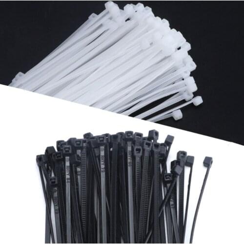 100Pcs 3*60 to 3*200 Self-Locking Cable Ties Black Plastic Nylon Zipper Wraps Strap Fastening Fixing Ring