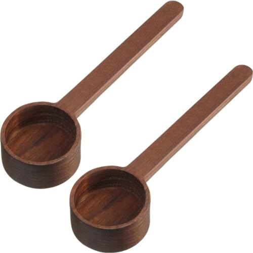 2 Pieces Long Handle Coffee Scoop Black Walnut Coffee Spoon Wooden Tablespoon Measuring for Coffee Beans or Tea