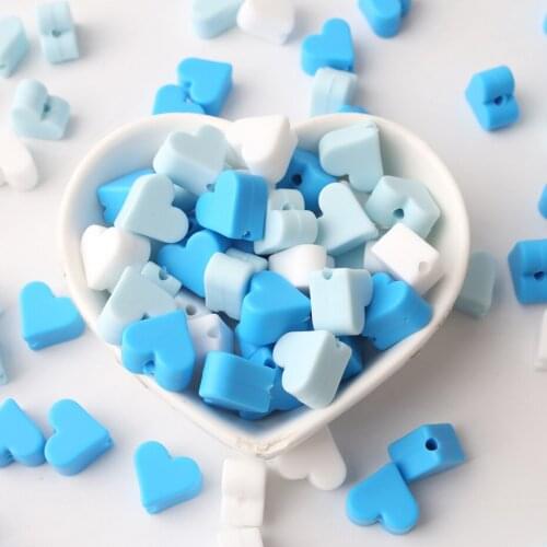 CHEWELRY 20pc Silicone Beads Mini Heart Beads DIY Crafts Accessories Rodent BPA Free Food Grade Silicone Baby Teether 14mm