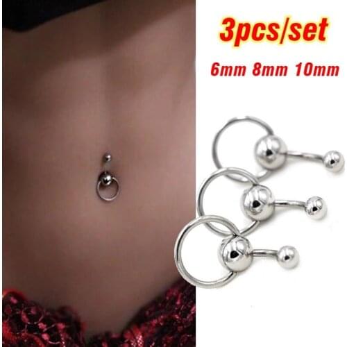 3Pcs Surgical Steel Navel Piercing Sexy Belly Piercing Ombligo Belly Button Rings Nombril Navel Rings Earrings Body Jewelry