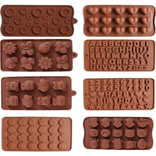3D Alphabet Heart Silicone Chocolate Mold 8 Shapes Chocolate Baking Tools Non-stick Cake Mold Jelly And Candy Mold DIY Homemade