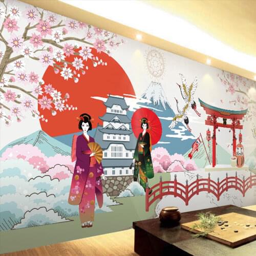 3d Wallpapers Japanese Mural Ukiyo-shi Pilgrims Retro Nostalgic Restaurant Seamless Mural Cooking Sushi Footwear Club Wallpapers