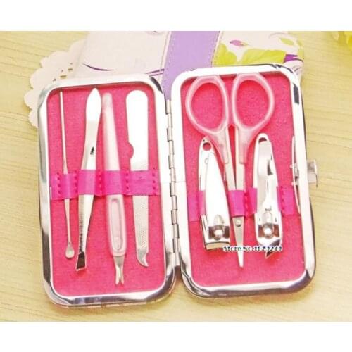 50sets 7 in 1 Rattan Flower Printing Nail Clipper Scissor Kit Woman Pedicure Manicure Set Wedding Favors Gifts SN1042
