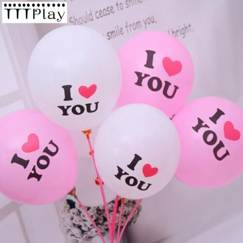 50pcs/lot 12 Inch I LOVE YOU Balloon Heart Latex Printed Balloons Inflatable Wedding Decoration Valentines Day Party Balloons