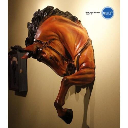 American Creative resin horse head statue wall decor crafts animal head wall decoration room bar figurines home decor ELSEART08