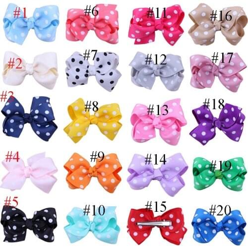 MengNa 3" Girls Grosgrain Ribbon Boutique Hair bows Clips Dot Polka Hair Bow For Children Girls Hair Accessories 100cs/lot