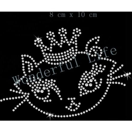 Free shipping Cat Crown Diamante Motif Rhinestones Transfer Design