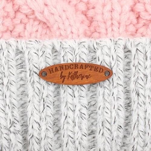 Garment Tag, Wooden labels, personalized tags, knit labels, Custom Name, Handmade, machine washable, Brand (WD1456)
