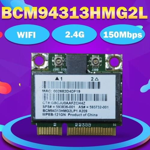 BroadCom BCM94313HMG2L BCM4313 150Mbps Half Mini PCI-e WLAN Card SPS:593836-001 for hp DM1 DM2 DM3 DM4 MINI 110 G72 DV7 laptop