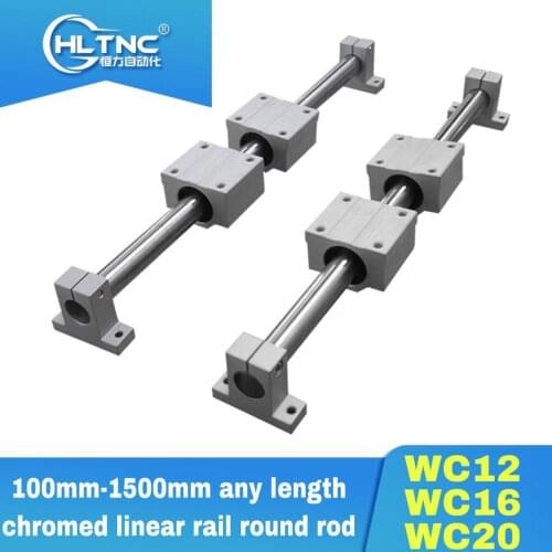 Fast shipping 12mm 16mm 20mm linear shaft WC12 WC16 WC20 100mm-1500mm any length chromed linear rail round rod for 3d printer
