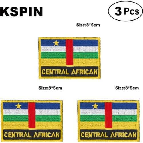 Central Africa Rectangular Shape Flag patches embroidered flag patches national flag patches for clothing DIY Decoration