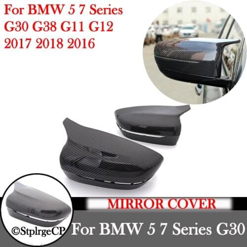 For BMW 5 7 Series 2016 2017 2018 G30 G38 G11 G12 Car Rear View Side Wing Mirror Cap black Carbon Fiber pattern car accessories