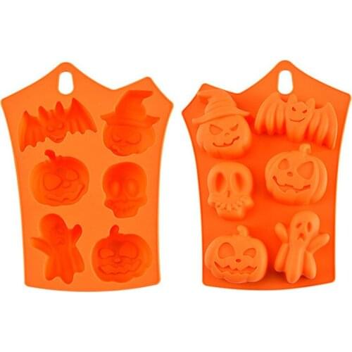 Halloween Holiday Pumpkin Cake Mold 6 Cavities Pumpkin Ghost Bat Shape Biscuit Pumpkin Pie Chocolate Molds DIY Cake Baking Tools