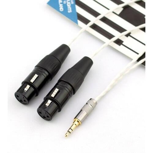 Hifi silver-plated aux audio cable 3.5mm jack plug to two xlr females for mobile phone players to connect to mixer amplifiers