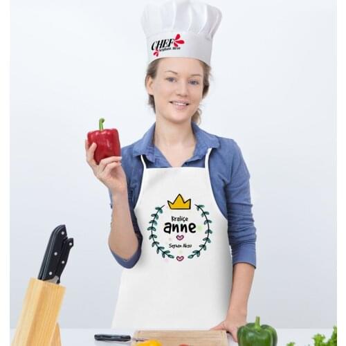 Personalized Queen Mother Kitchen Apron and Chef 'S Hat Set Special Design Souvenir Beautiful Memories Friend Wife Lovers Gift