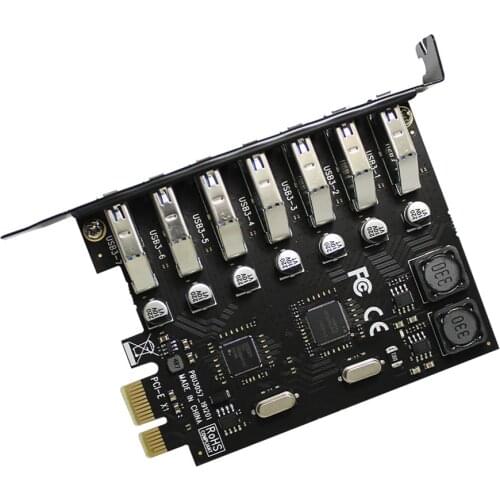 PCI-e to USB 3.0 Expansion Card PCIe High Speed 7 Ports USB 3.0 Hub Adapter PCI Express Extender External Controller
