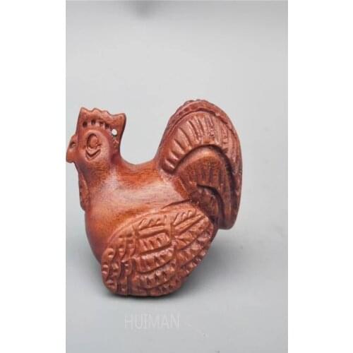 China Wood Carving Chicken Small Statue