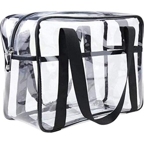 Cosmetic Bag Transparent Handbag Thickened Cosmetic Bag Waterproof Makeup Artist Big Bag Diaper Shoulder Bag Beach Bag