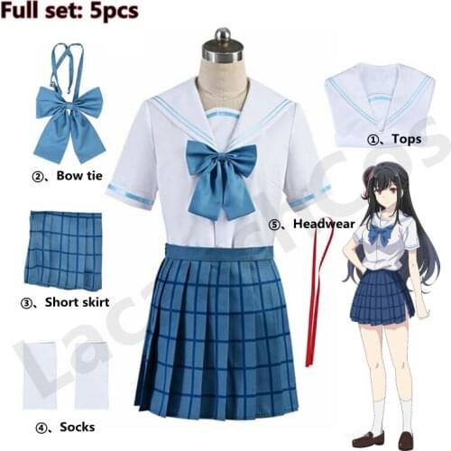The Detective Is Already Dead Nagisa Natsunagi Tantei wa Mou Shindeiru Cosplay Costume School Girl Skirt Set Blue Sailor Suit