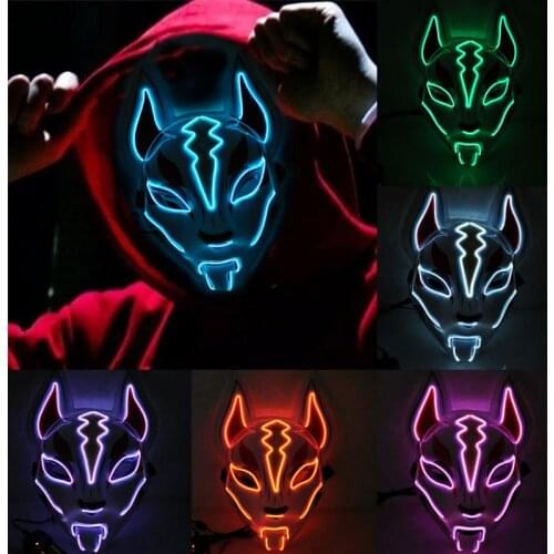 Halloween LED Lighting Mask Scary Glowing Fox Rave Purge Festival Cosplay Props Men Women Masquerade Cosplay Costume