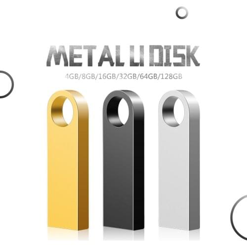 Metal usb flash drive 64GB 32GB 16GB 8GB 4GB pen drive pendrive флешка waterproof silver u disk memoria cel usb stick gift chain