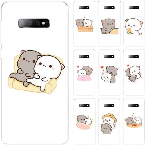 Cute cartoon peach cats Phone Case For Samsung Galaxy S5 S6 S7 S8 S9 S10 S10e S20 edge plus lite cover funda coque