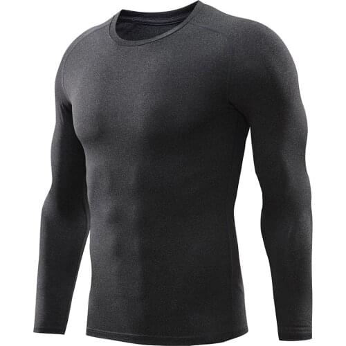 Muscular Mens T-Shirt Long Sleeve Breathable Polyester Compression Fitness T-Shirt for Gym and Running Training T Shirt for Men