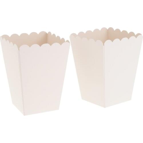 Set of 12 Pure White Popcorn TREAT BOXES - Snack Buckets Birthday Party Favour Loot Paper Bags