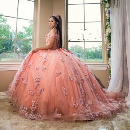 New Puffy Skirt Quinceanera Dress Corset Back Off The Shoulder Crystal Beaded vestidos de 15 años 2020 Sweet 16 Gowns